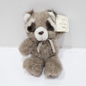Vintage Russ Berrie Soft'N Suede 6" plush stuffed Brown Raccoon With Tags